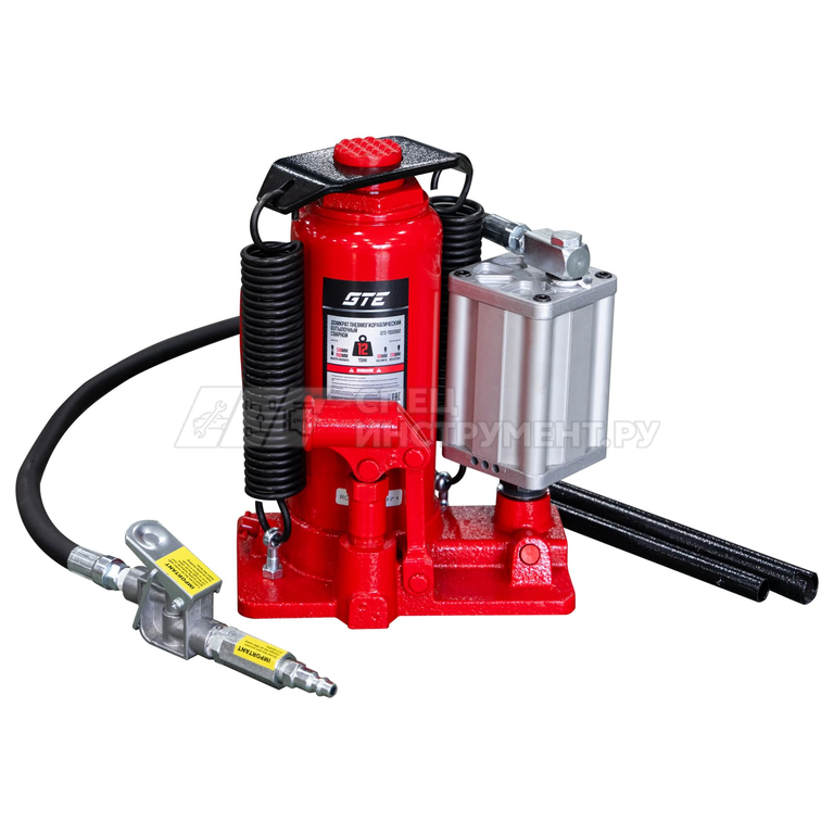 Домкрат пневмогидравлический бутылочный 12т (h min-260мм, h max-510мм, ход штока-170мм,  ход винта-80мм) GTE /1/6