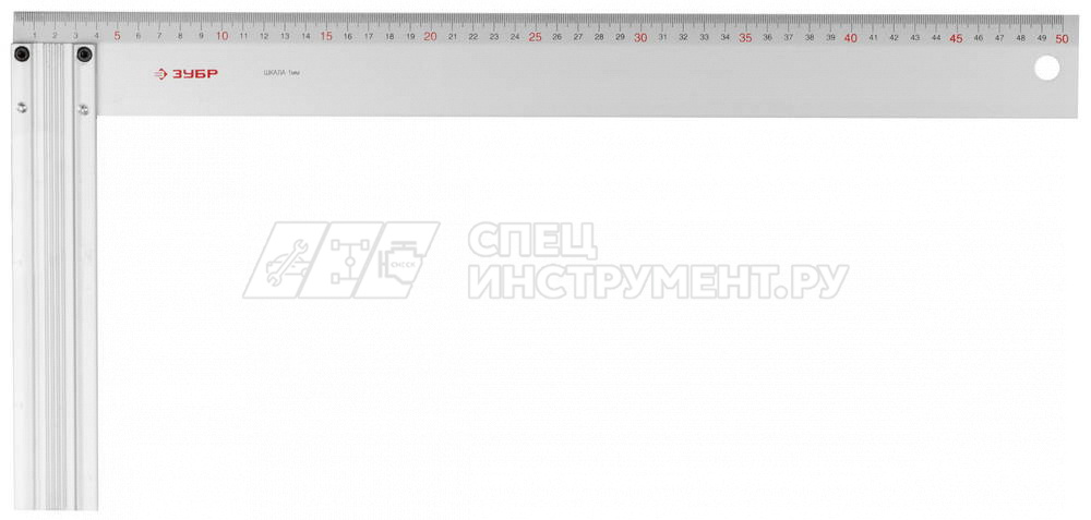 Угольник ЗУБР "ЭКСПЕРТ" столярный, жесткое профилированное полотно, алюминиевая рукоятка, длина 500
