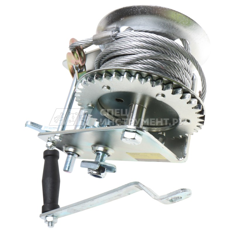 Лебедка ER-97900 ручная барабанная двухскоростная, 900кг (стальной трос, Ø -5мм, длина троса-10м) ЭВРИКА