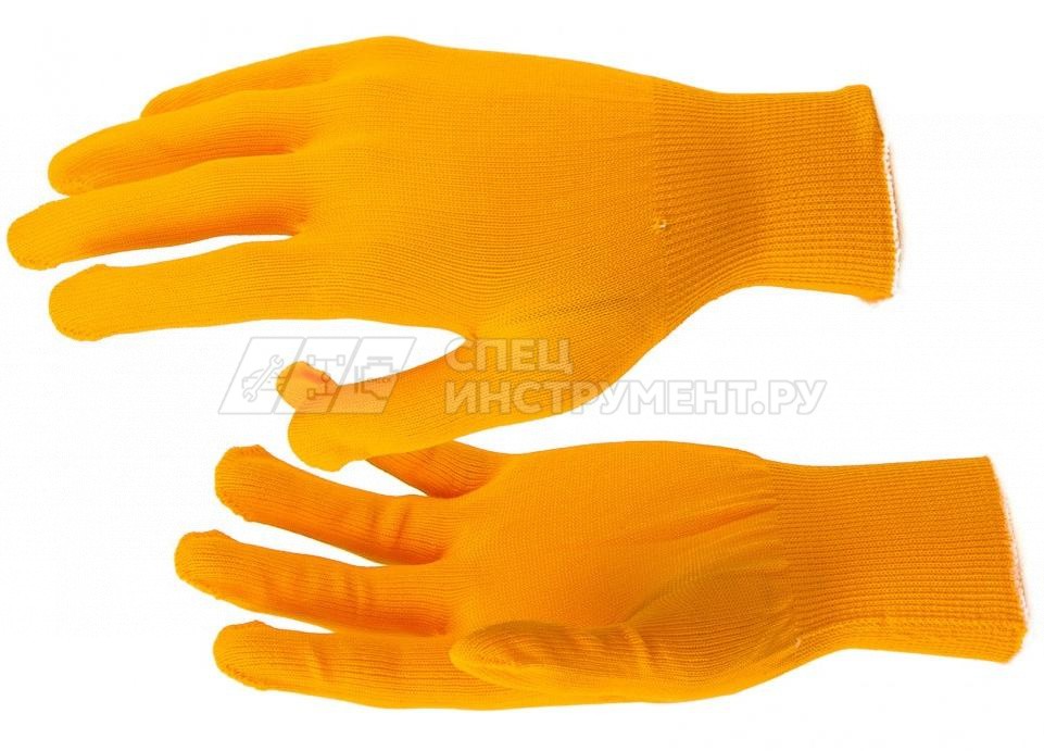 Перчатки нейлон, 13 класс, оранжевые, XL
