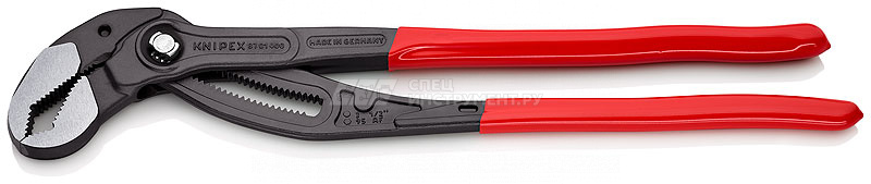KNIPEX COBRA® клещи переставные с фиксатором, 90 мм (3 1/2"), под ключ 95 мм, L-400 мм, Cr-V, серые, обливные рукоятки