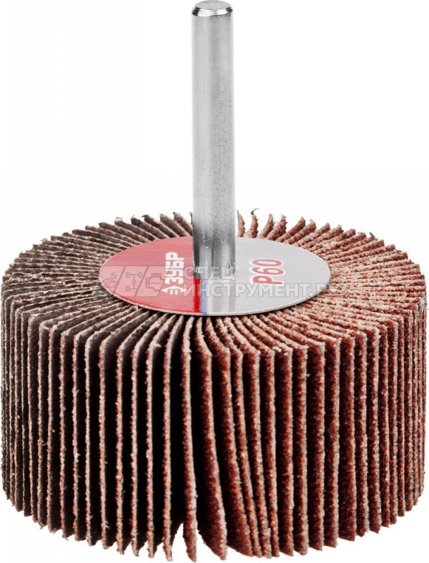 Круг шлифовальный ЗУБР "МАСТЕР" веерный лепестковый, на шпильке, тип КЛО, зерно-электрокорунд нормальный, P60, 30х60мм