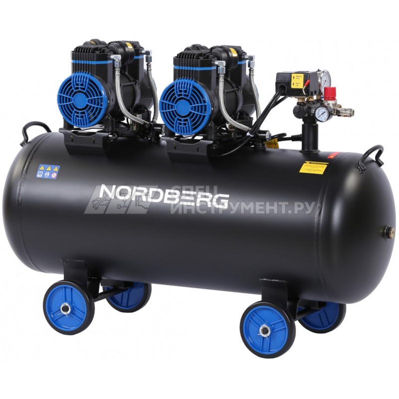 Компрессор безмасляный 220 В, ресивер 125 л, 500 л/мин