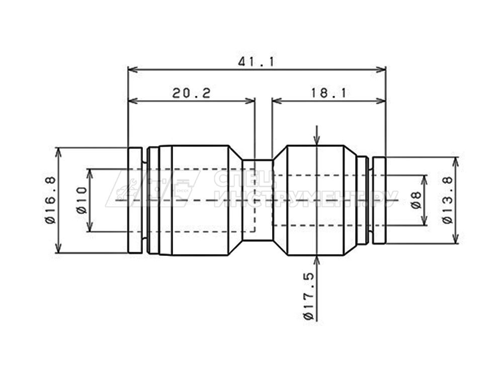 Фитинг-переходник для пластиковых трубок 10 x 8мм