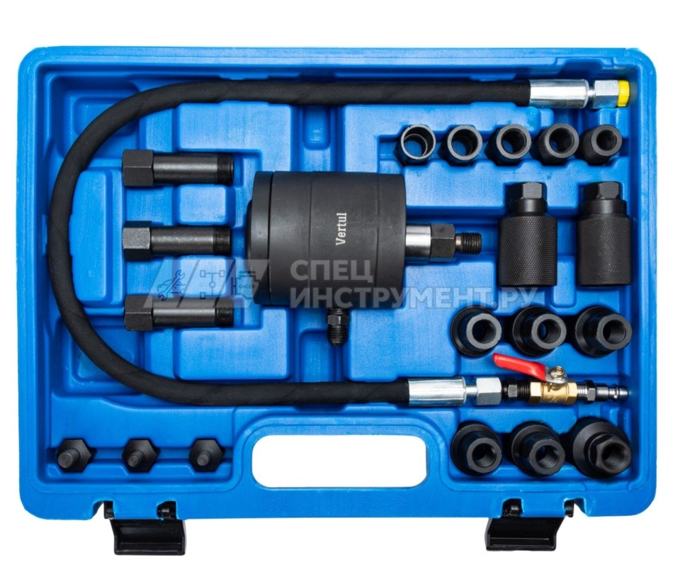 VR50319 Съемник дизельных форсунок пневматический, 19 адаптеров