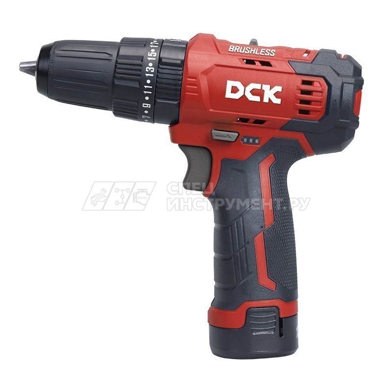Дрель-шуруповерт аккум бесщеточная ударная DCK KDJZ23-10i, 10,8в., 35Нм, 2*2А/ч кейс