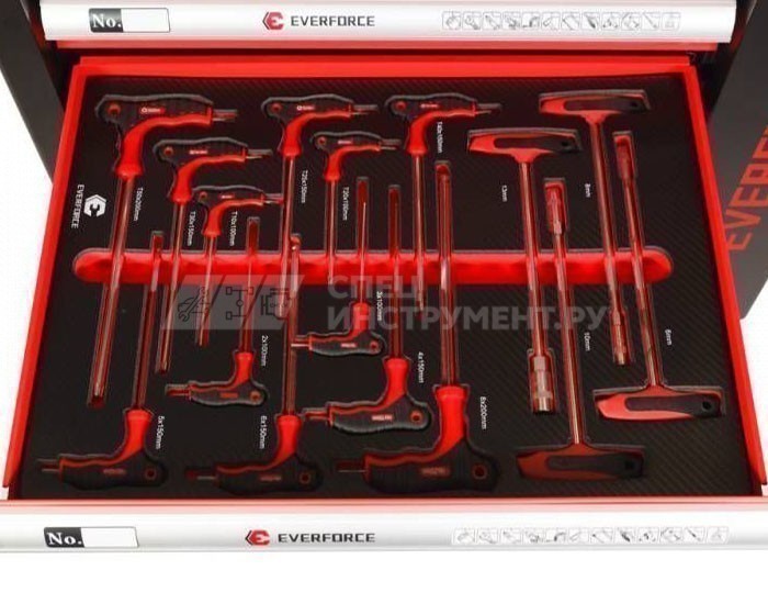 Тележка инструментальная 7-и полочная(красная) с набором инструментов 273пр и доп.-ой боковой секцией 970х880х460мм