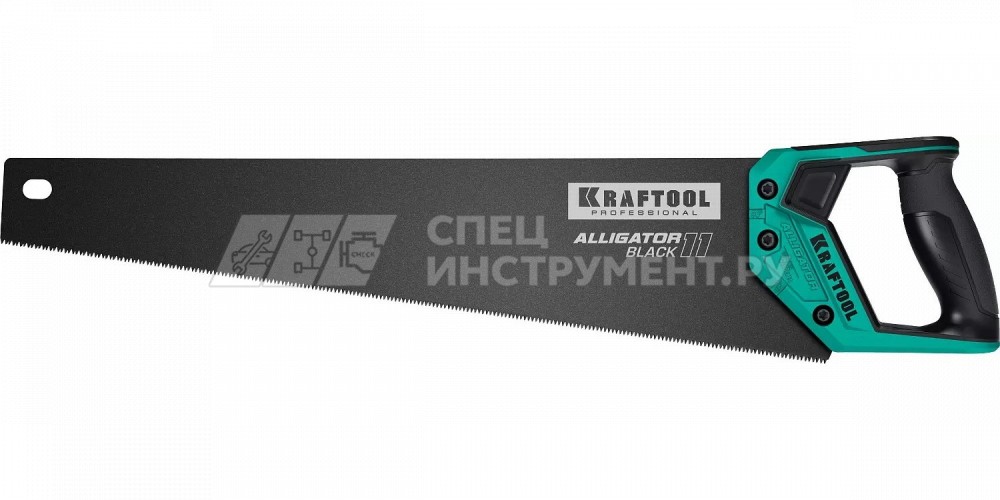 Ножовка для точного реза "Alligator BLACK", 400 мм, 11 TPI 3D зуб, KRAFTOOL