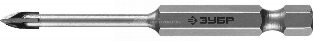 Сверло по кафелю, керамике, стеклу, с четырьмя режущими лезвиями, шестигранный хвостовик, 4 мм, ЗУБР "ПРОФЕССИОНАЛ" 29845-04