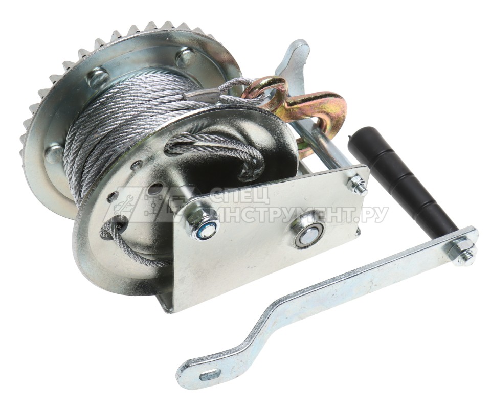 Лебедка ER-97550 ручная барабанная, 550кг (стальной трос, Ø -5мм, длина троса-10м) ЭВРИКА