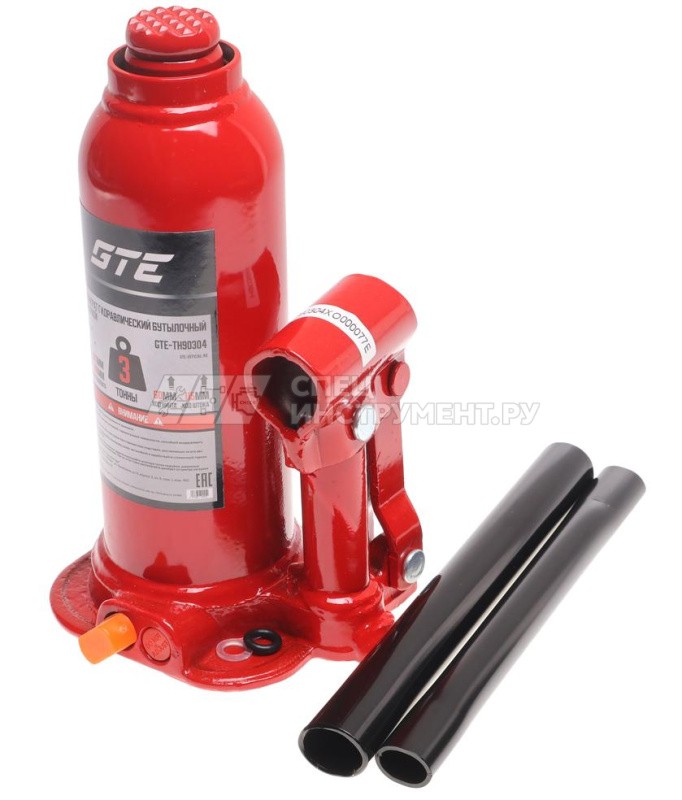 Домкрат гидравлический бутылочный 3т (h min-188мм, h max-303мм, ход штока-115мм, ход винта-60мм) GTE /1/6