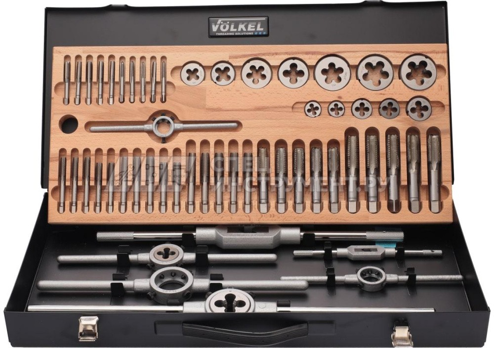 Набор метчиков комплектных и плашек UNC\UNF 1\4-3\4, 35 предметов, металлический кейс