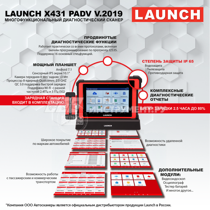 Launch X431 PADV v.2019 - многофункциональный диагностический сканер