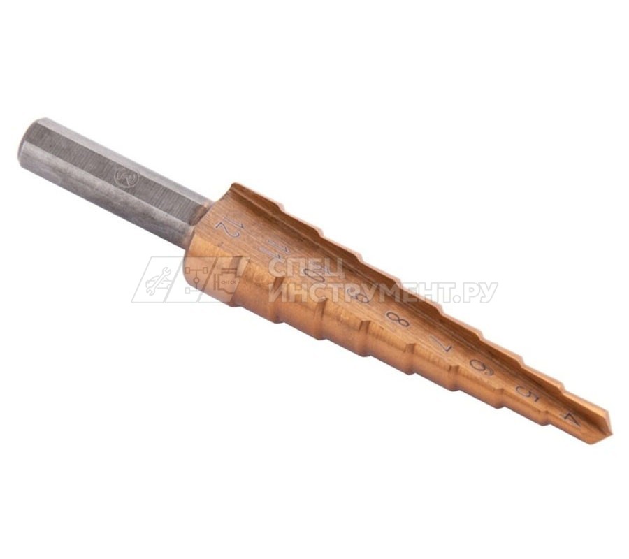 Сверло ступ. по мет. 4-12мм, 9 ступ.,шаг 1мм, HSS, с прямой режущей кромкой MONOGRAM Basis 100-937