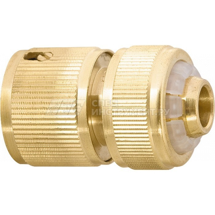 Соединитель латунный быстросъемный для шланга 1/2", аквастоп