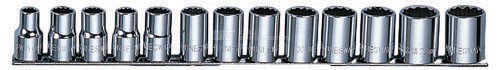 Набор головок торцевых 12-гранных 1/2"DR MAXI-DRIVE на держателе "рельс" SAE 3/8--1-1/8", 13 предметов