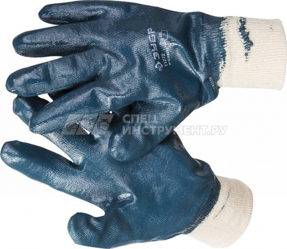 Перчатки ЗУБР рабочие с манжетой, с полным нитриловым покрытием, размер XL (10)