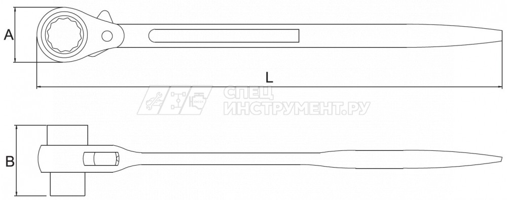 Ключ трещотка проходная 12 гр. 41x46 мм