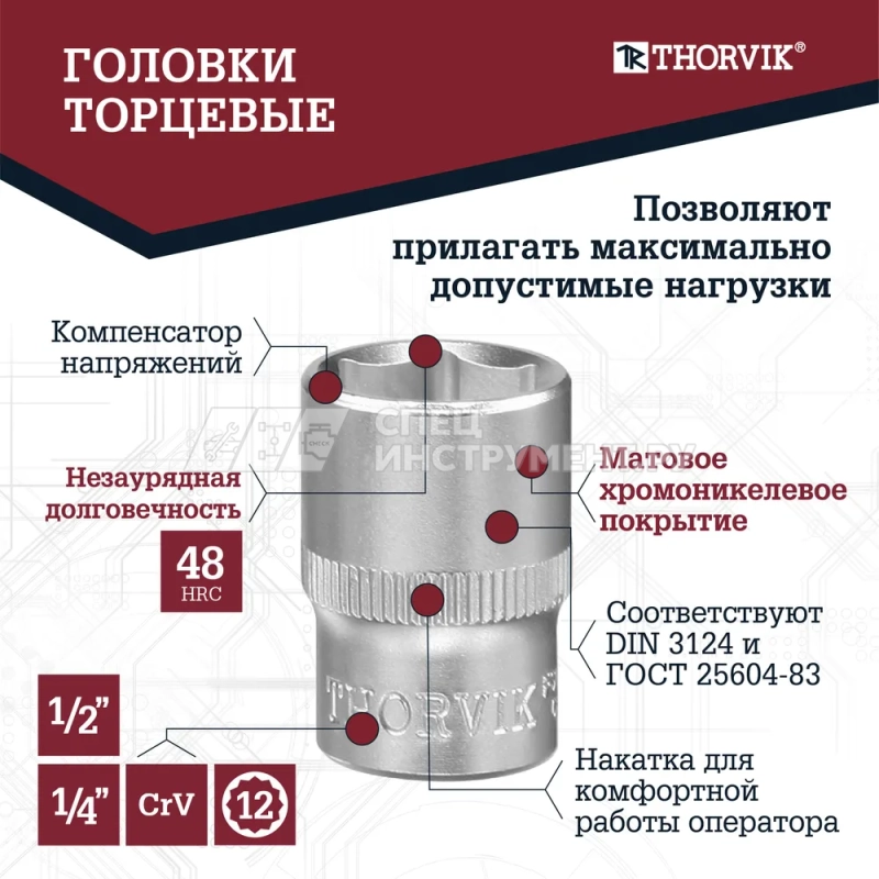 TS082/12 Набор инструмента универсальный 1/4", 1/2"DR с головками торцевыми 12-гранными, 82 предмета