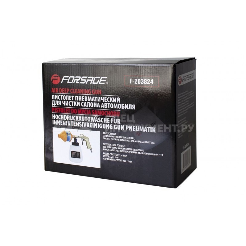 Пистолет пневматический''Tornado'' для химчистки салона а/м с насадкой-пеногенератором (емкость1л,6bar,расход воздуха 120л/мин)