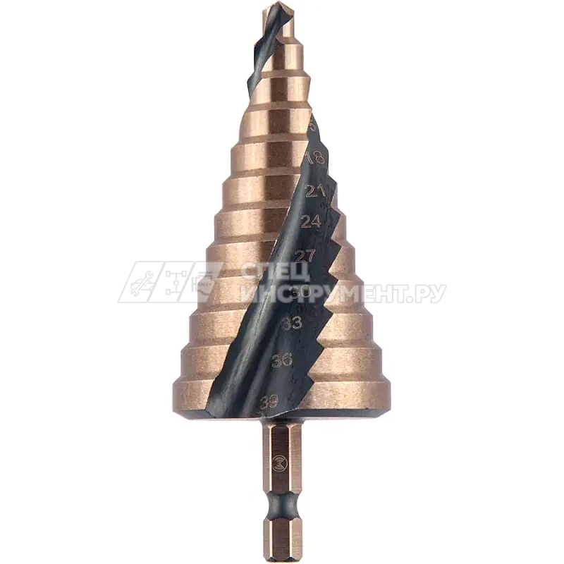 Сверло ступ. по мет. витое 6-39мм, 12 ступ.,шаг 3мм, Р6М5, Hex 1/4", MONOGRAM Special 101-033