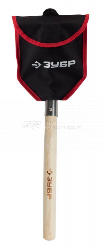 Лопата ЗУБР "ЭКСПЕРТ" саперная из нержавеющей стали, защитный чехол, 190х145х550мм