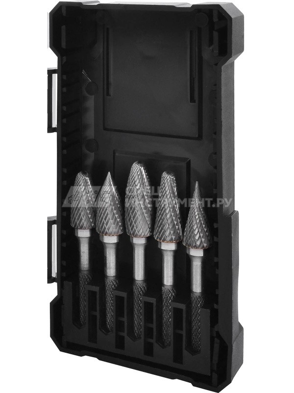 TRRB120610-2S  Набор борфрез твердосплавных, тип A, B, C, D, E, F, G, H, L, M, 12 мм, двойная насечка, в кейсе, 10 предметов