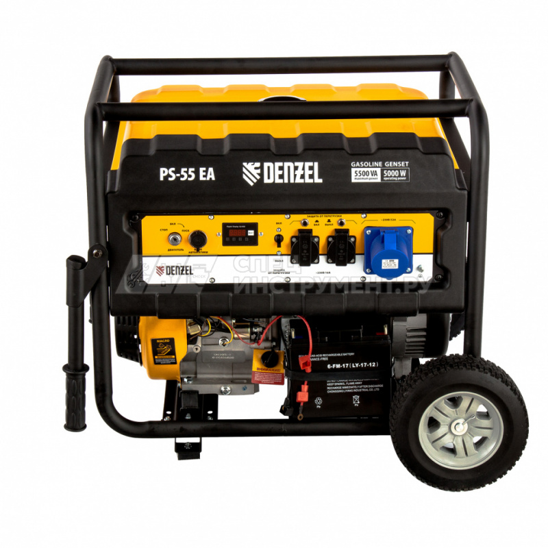 Генератор бензиновый PS 55 EA, 5,5 кВт, 230В, 25л, коннектор автоматики, электростартер// Denzel