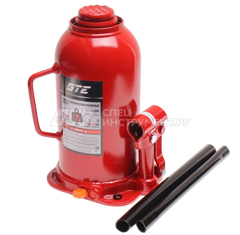 Домкрат гидравлический бутылочный 20т (h min-235мм, h max-445мм, ход штока-150мм, ход винта-60мм) GTE /1/2