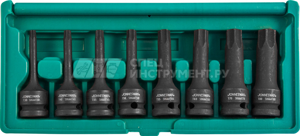 Набор ударных головок "TORX" 1/2DR"Т30- T80 78мм, 8 предметов