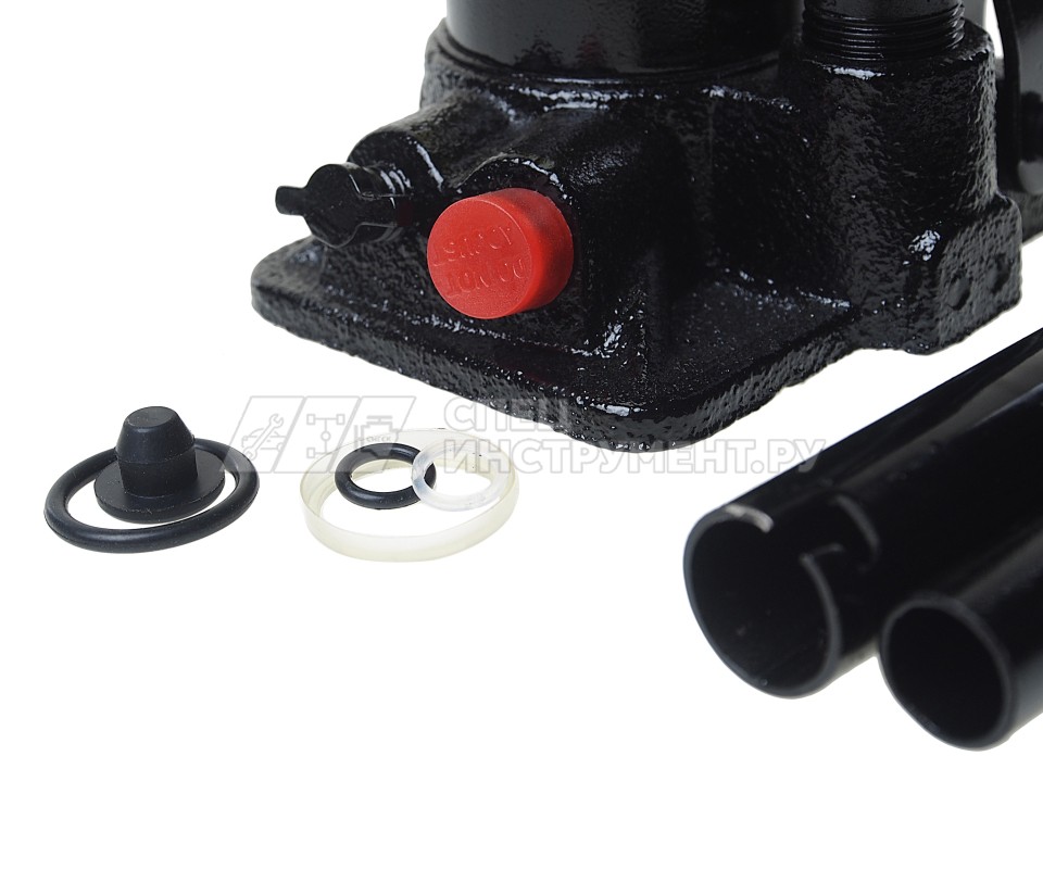 Домкрат гидравлический ER-80021S бутылочный с клапаном 2т, ремкомплект (выс. подъема 180-345мм) в кейсе ЭВРИКА