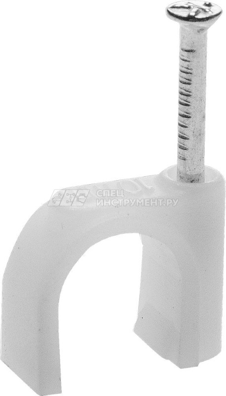 Скоба-держатель STAYER "MASTER" полипропиленовая, для круглого кабеля, с оцинкованным гвоздем, 14 мм, 50 шт