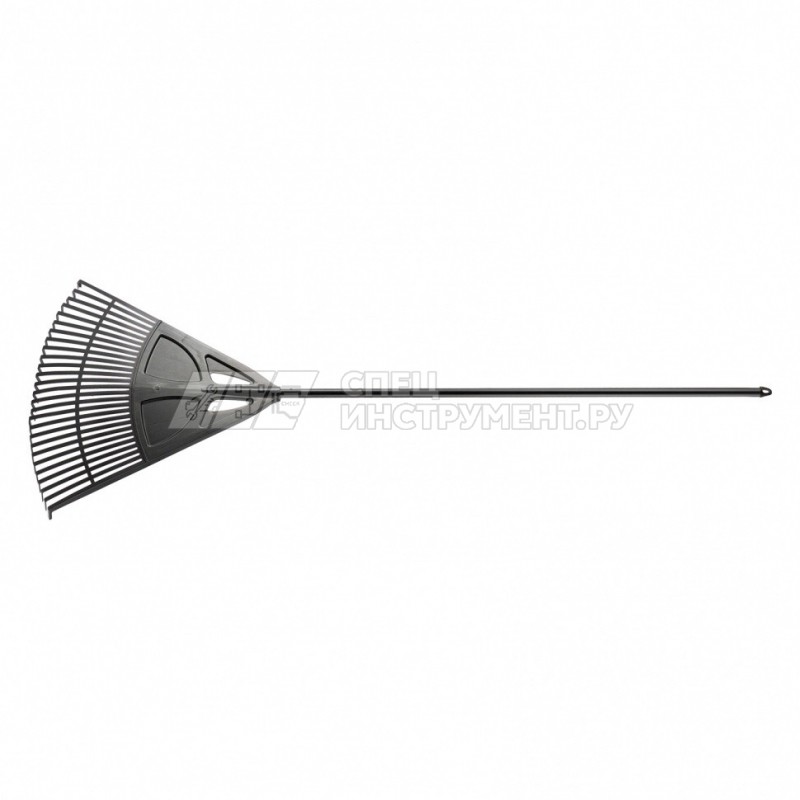 Грабли веерные пластиковые, 620х1750 мм, 27 плоских зубьев, алюминиевый черенок, Россия// Palisad
