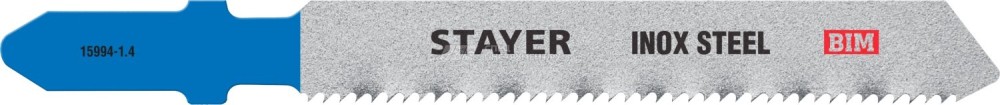 Полотна STAYER, T118AF, для эл/лобзика, Bi-Metall, по металлу (1,5-3мм), T-хвост., шаг 1,4мм, 50мм, 2шт