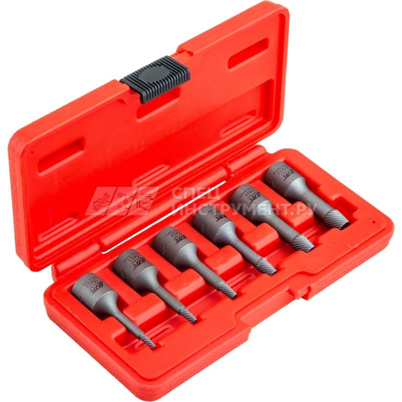 Набор экстракторов 2-10мм для болтов с сорванной внутренней резьбой (в кейсе) 6пр.