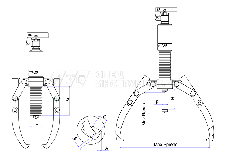 Съёмник гидравлический со встроенным насосом 4 т