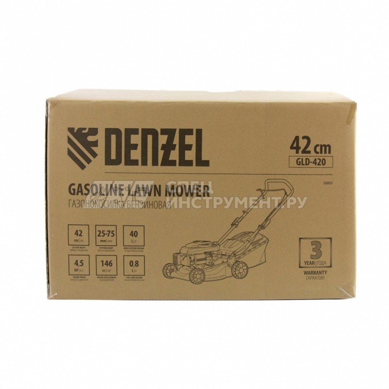 Газонокосилка бензиновая GLD-420, 146 см3,шир 42 см,40 л// Denzel