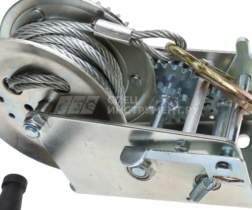 Лебедка ER-97136 ручная барабанная двухскоростная, 1365кг (стальной трос, Ø -5.5мм, длина троса-10м) ЭВРИКА