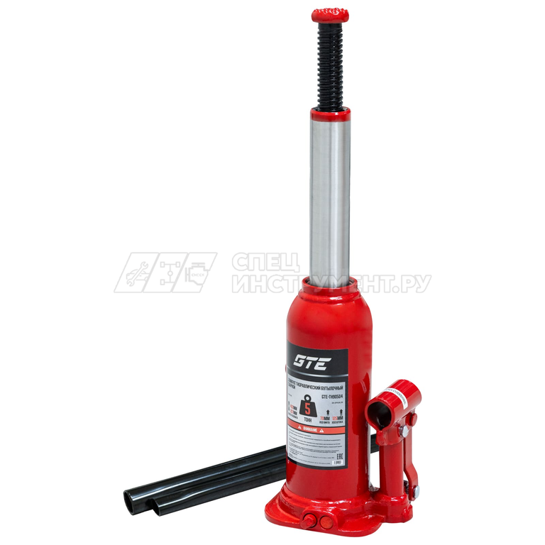 Домкрат гидравлический бутылочный 5т (h min-207мм, h max-402мм, ход штока-125мм, ход винта-70мм) GTE /1/4