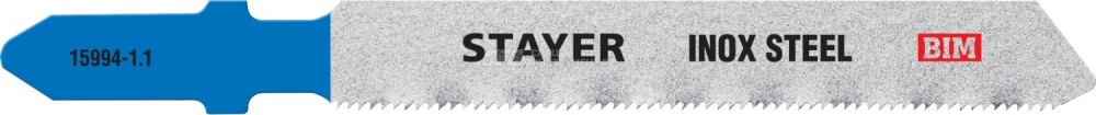Полотна STAYER, T118GF, для эл/лобзика, Bi-Metall, по металлу (0,5-1,5мм), T-хвост., шаг 1,1мм, 50мм, 2шт