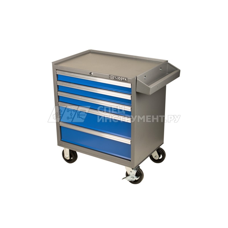 Тележка инструментальная, 5 полок, сине-серая