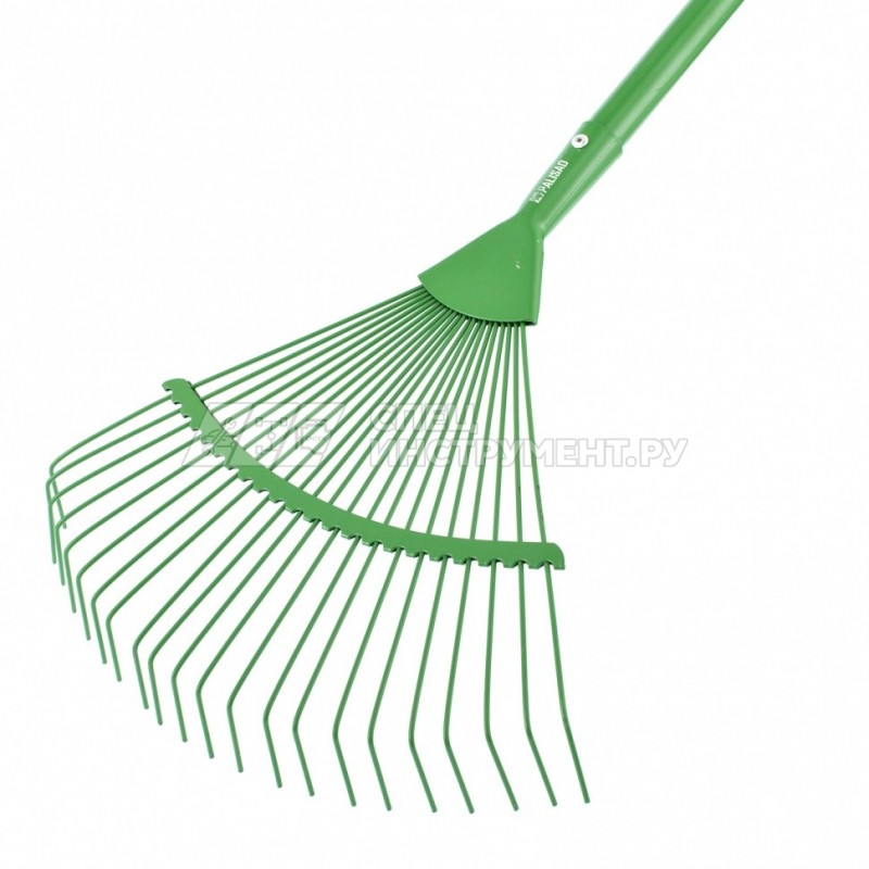 Грабли веерные стальные, 420х1585 мм, 22 круглых зуба, эмалированные, стальной черенок// Palisad