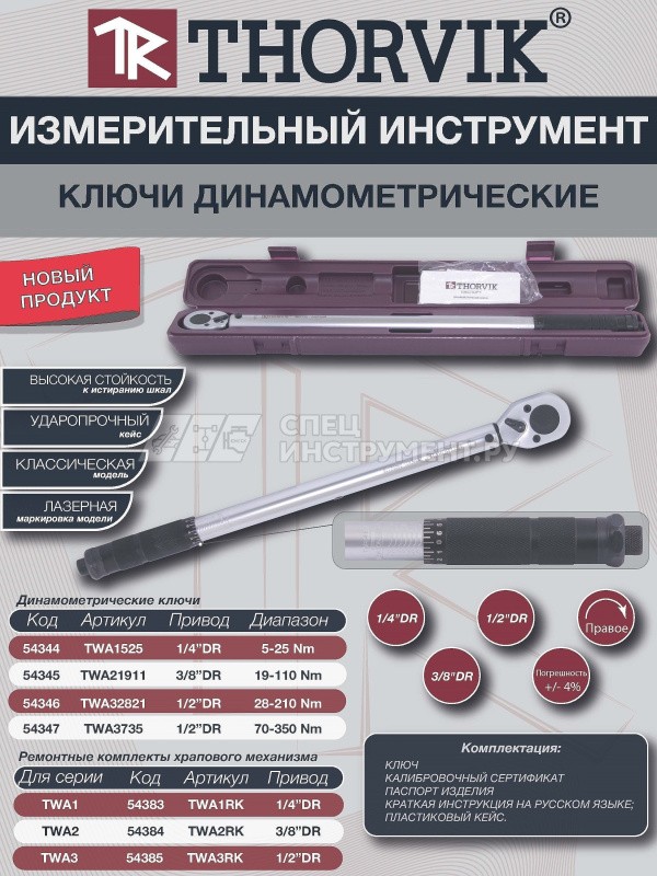 TWA4210 Ключ динамометрический 3/4"DR, 200-1000 Нм