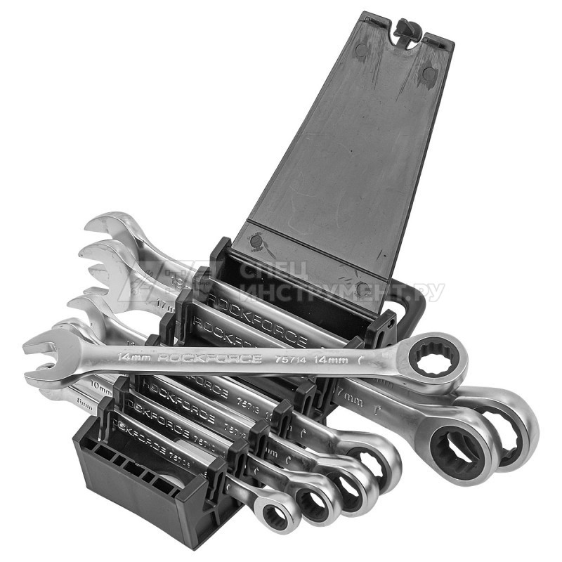 Набор ключей комбинированных RF-51072: трещоточных 8-19мм 7пр.(пластик. держатель)