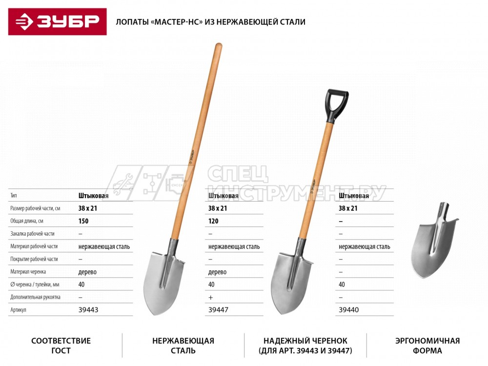 Лопата "Мастер-НС" штыковая из нержавеющей стали, без черенка, ЗУБР