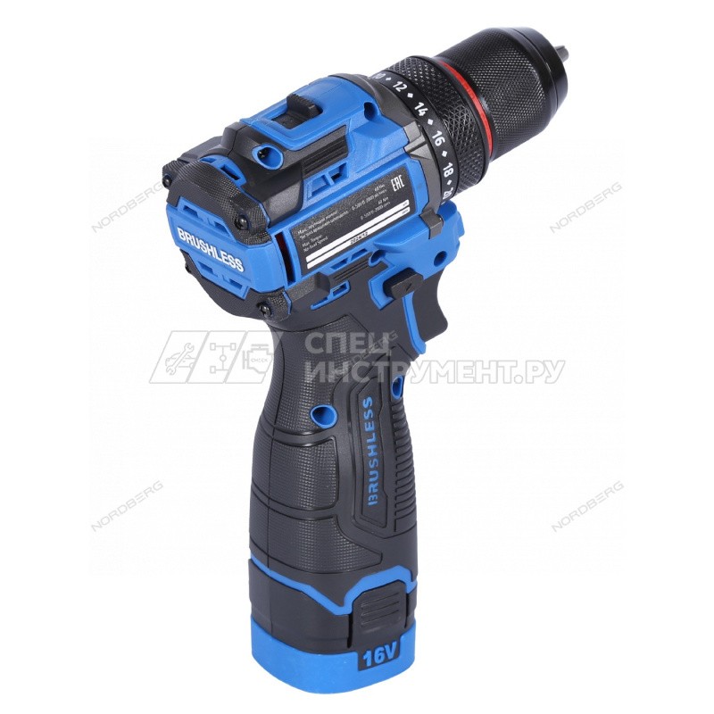 Шуруповерт аккумуляторный макс.диам. сверла 10 мм, 16 В, 60 Нм с 2 аккумуляторами и зарядным уст-вом