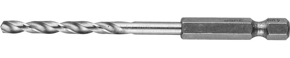 Сверло ЗУБР "ЭКСПЕРТ" по металлу шестигранный хвостовик 1/4", быстрорежущая сталь Р6М5, 4х93мм
