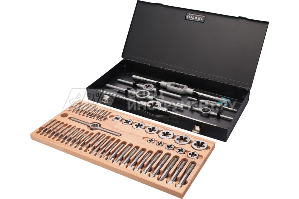 Набор метчиков комплектных и плашек UNC\UNF 1\4-3\4, 35 предметов, металлический кейс