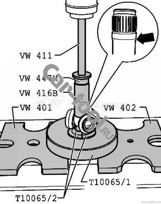 Монтажная опора для выпресовки ⁄ запрессовки различных деталей VAG VW401