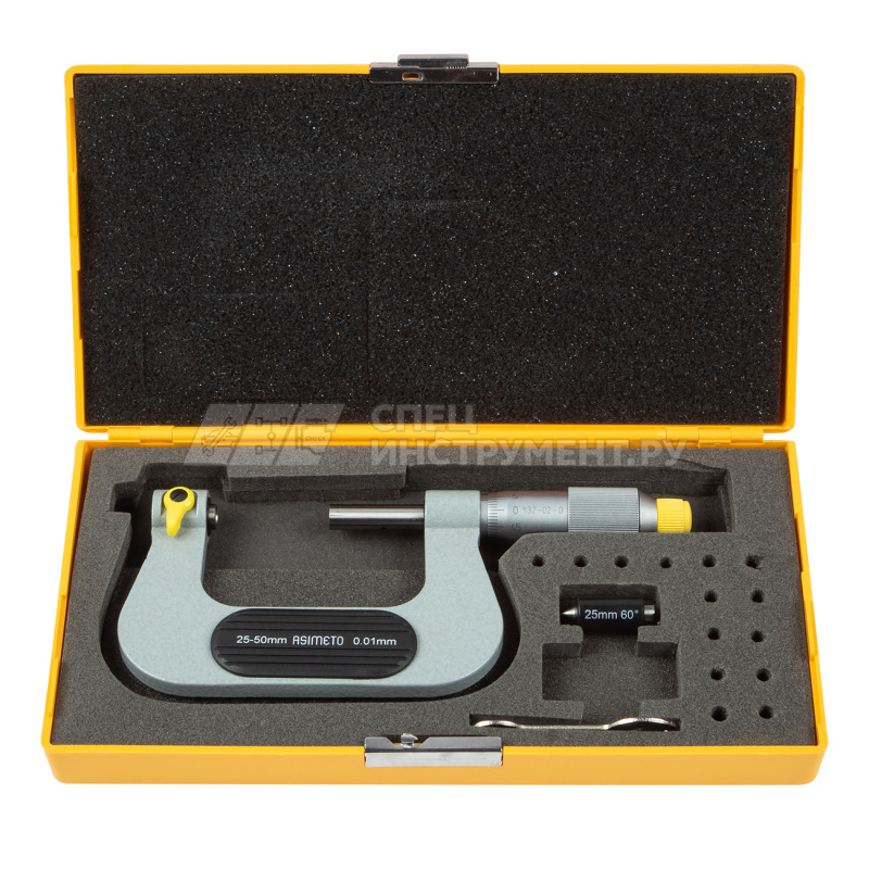Микрометр для измерения резьбы со сменными губками 0,01 мм, 25-50 мм